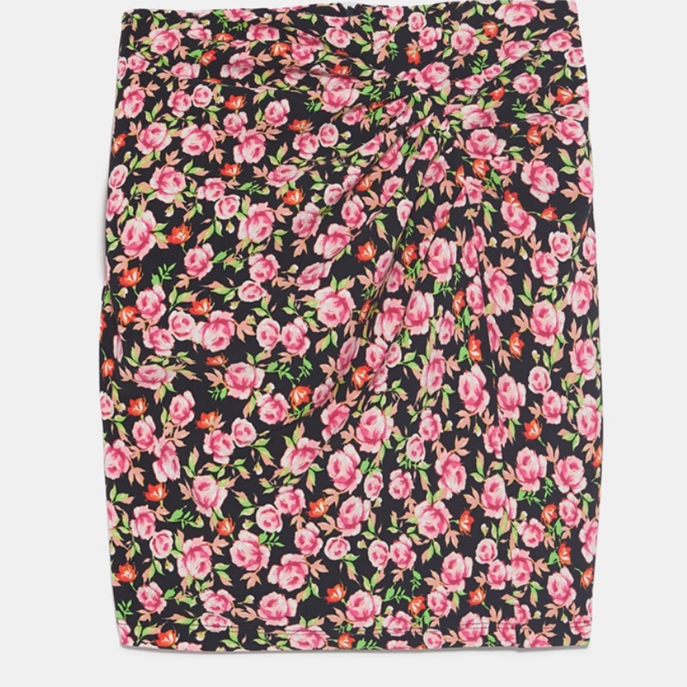 Zara rose printed mini skirt